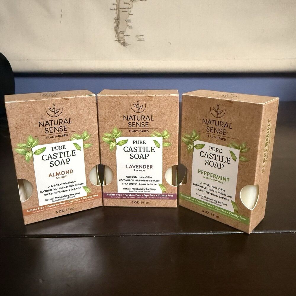 Natural Sense Pure Castile Soap Lavender, Peppermint, Almond Plant Based Soap 3